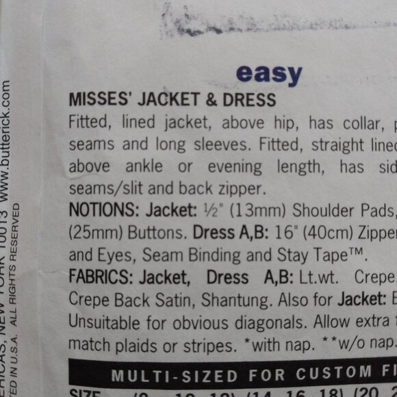 Formal Dress & Jacket Sewing Pattern Size 8-12 Diahann Carrol 5882 UNCUT - Picture 7 of 11